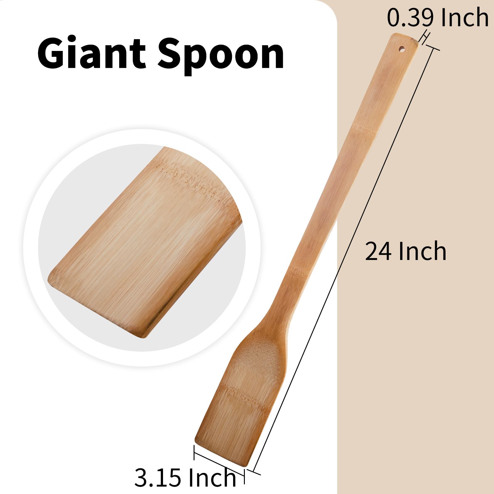 ROZJOVU 24 Inch Stirring Long Handle Bamboo Spoons Wooden Stir Sticks Extra Wide Kitchen Aid Bamboo Spatula Flat Paddle for Cajun Crawfish Seafood Cooking.