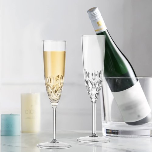 48 Pack Plastic Champagne Flutes, Shatterproof Reusable Fancy Crystal Clear Champagne Glasses, 5 oz Acrylic Unbreakable Elegant Party Drinking Cocktail Wine Glasses Wedding Birthday Bar Goblets