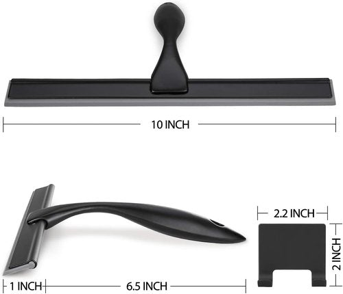 HIWARE Shower Squeegee - All-Purpose Tool for Glass, Bathroom & Car - 10 Inch, Black Stainless Steel