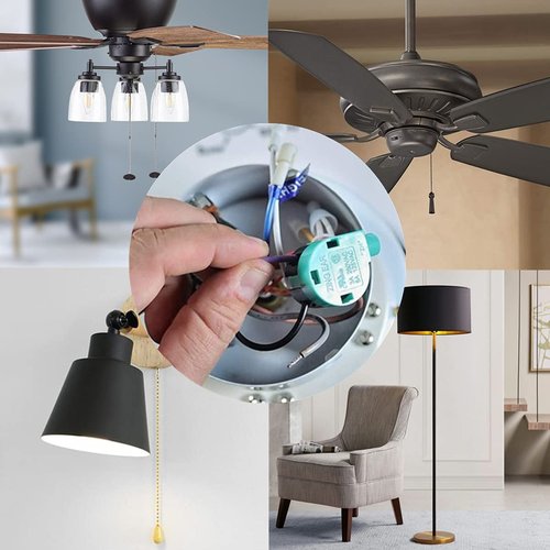 Ceiling Fan Switch Zing Ear ZE-268S6 Pull Chain Switch 3 Speed 4 Wire Pull Chain Switch Control Ceiling Fan Replacement Speed Control Switch, Bronze 1PCS
