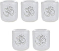 Mega Candles Ceramic Silver Om Chime Ritual Candle Holder - Set of 5, White