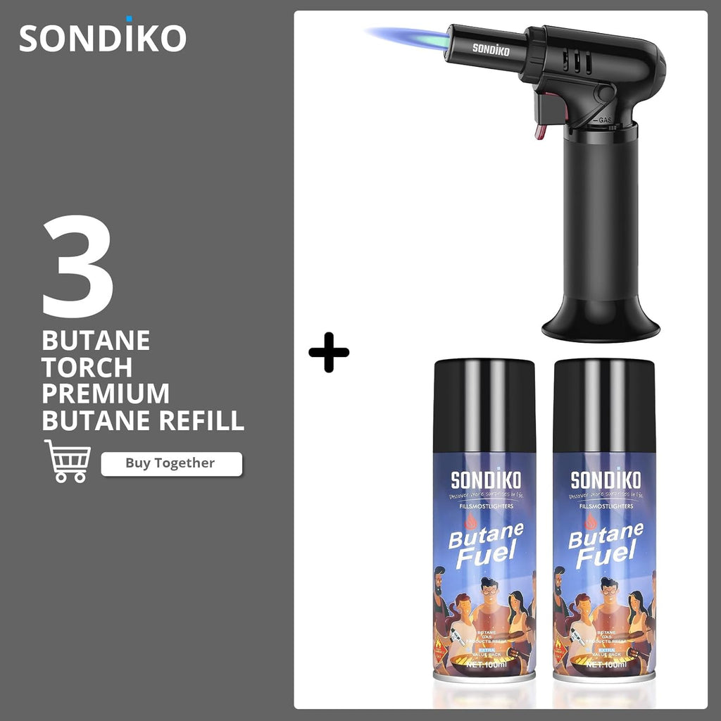 Sondiko Kitchen Torch - Versatile Cooking & Soldering Tool with Butane Included | Perfect for Men