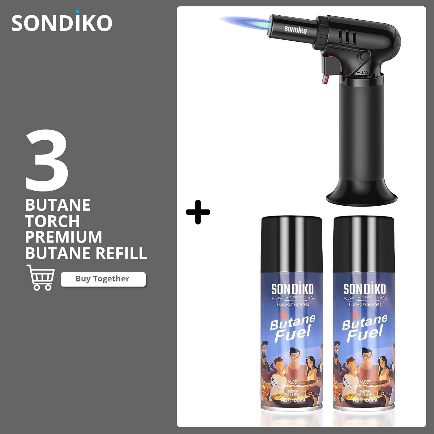 Sondiko Kitchen Torch - Versatile Cooking & Soldering Tool with Butane Included | Perfect for Men