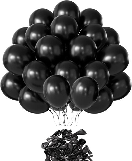 65 Pieces Matte Black Balloons - 12 Inch Latex Party Balloons for Birthdays, Graduations & Halloween