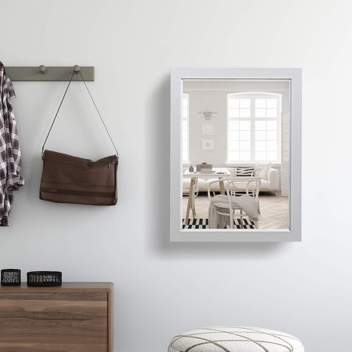 GOFLAME Bathroom Medicine Cabinet, Wall Mount Mirrored Storage Cabinets w/Single Door & Adjustable Shelf, Multipurpose Wooden Organizer for Hallway Living Room Bedroom, Grey