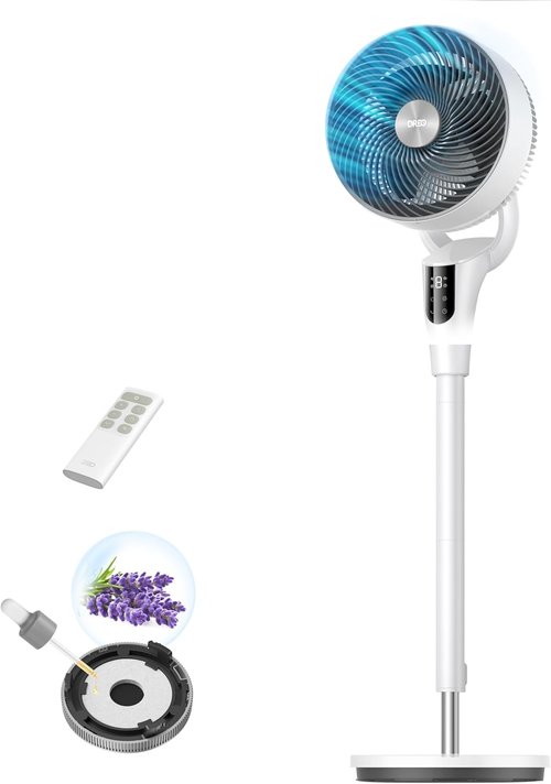 DREO 2026 Upgraded Oscillating Fan - 90ft Airflow, 20dB Quiet Operation, Adjustable Height 38-42''