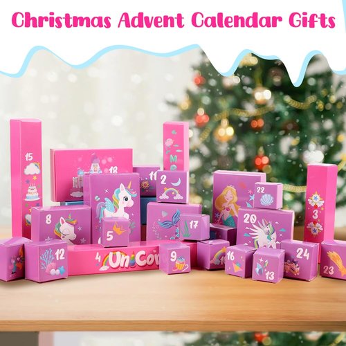 Labeol Advent Calendar 2025 Girls, Christmas Kids Advent Calendar 2025, 24 Days Surprise Xmas Countdown Gifts with Hair Accessories, Jewelry, Stationery,Coin Purse for Kids Girls Toddlers Party Favors