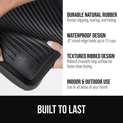 Gorilla Grip Boot Tray - Waterproof Natural Rubber Indoor/Outdoor Shoe Mat with Raised Edges | 24x16 Black