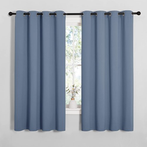 NICETOWN Blackout Curtains - Sound & Heat Reducing Drapes for Kids Bedroom | Stone Blue, 55" x 68", 2PCs