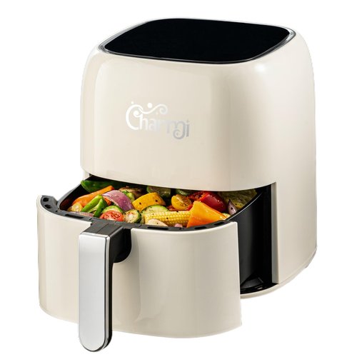 Charmi 5QT Air Fryer – Beautiful Retro Design, Stylish Countertop Look, Safe Auto Shutoff, Digital Touchscreen, 8 Cooking Presets, Digital Recipes Included(Cream White)