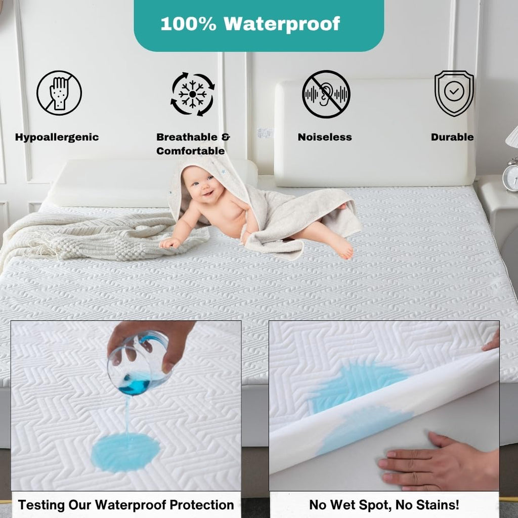 PremariLux 5-Sided Waterproof Mattress Protector – Soft Bamboo Viscose, Cooling & Breathable, Deep Pocket Fits 18” Bed, Hypoallergenic, Noiseless, Oeko-TEX Certified, Machine Washable (King)