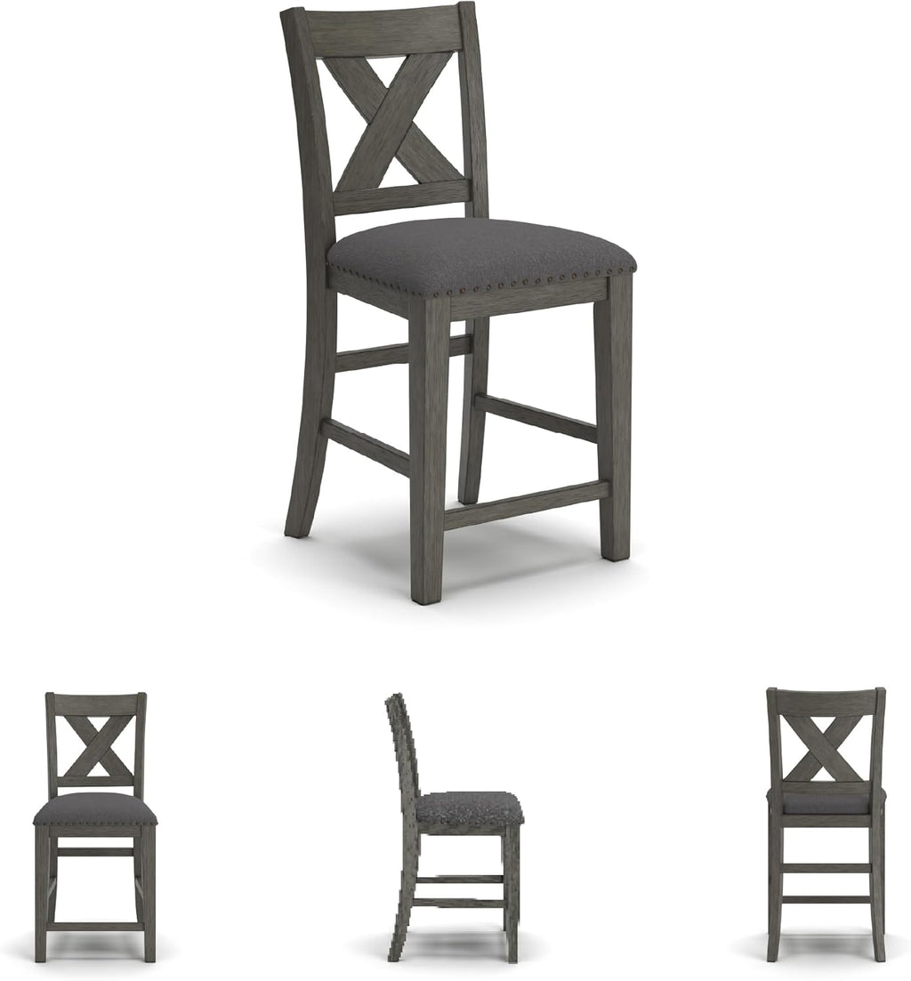 Signature Design by Ashley Caitbrook Casual Counter Height Dining Table & Upholstered Bar Stools Set of 7 - Gray