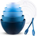 LUXEAR 14-Piece Mixing Bowls Set - Super Large Plastic Nesting Bowls with Lids & 2-in-1 Spoon | Microwave & Dishwasher Safe