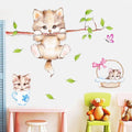 Kiddale Cute Cat Wall Decals,Removable Cat Tree Branches Butterfly Wall Stickers for Kids Rooms Nursery Playroom Home Decoration