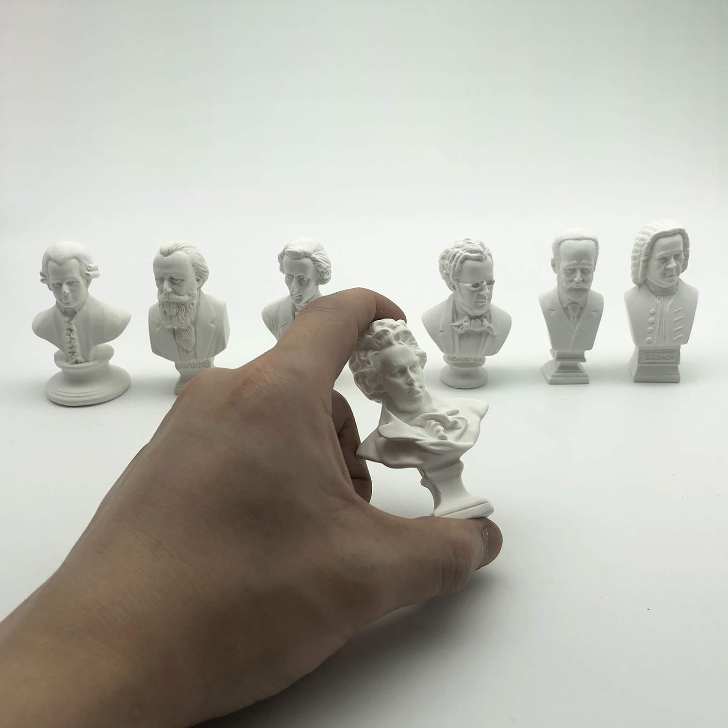 Skiennix Classic Mini 2.7” Greek Bust - Home Décor Resin Sculpture of Beethoven | 7-Piece Music Composers Set