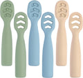 Eascrozn Baby Spoons - Self-Feeding Utensils for 6+ Months | BPA-Free Silicone, Dishwasher Safe, 6-Pack