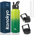 Skiennix 40oz Insulated Stainless Steel Water Bottle - Includes 3 Lids | Bamboo Grove Design