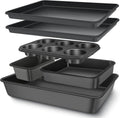 AIVIKI Nonstick Baking Pans Set - 6-Piece Bakeware Set with Cookie Sheet, Roaster, Muffin & More