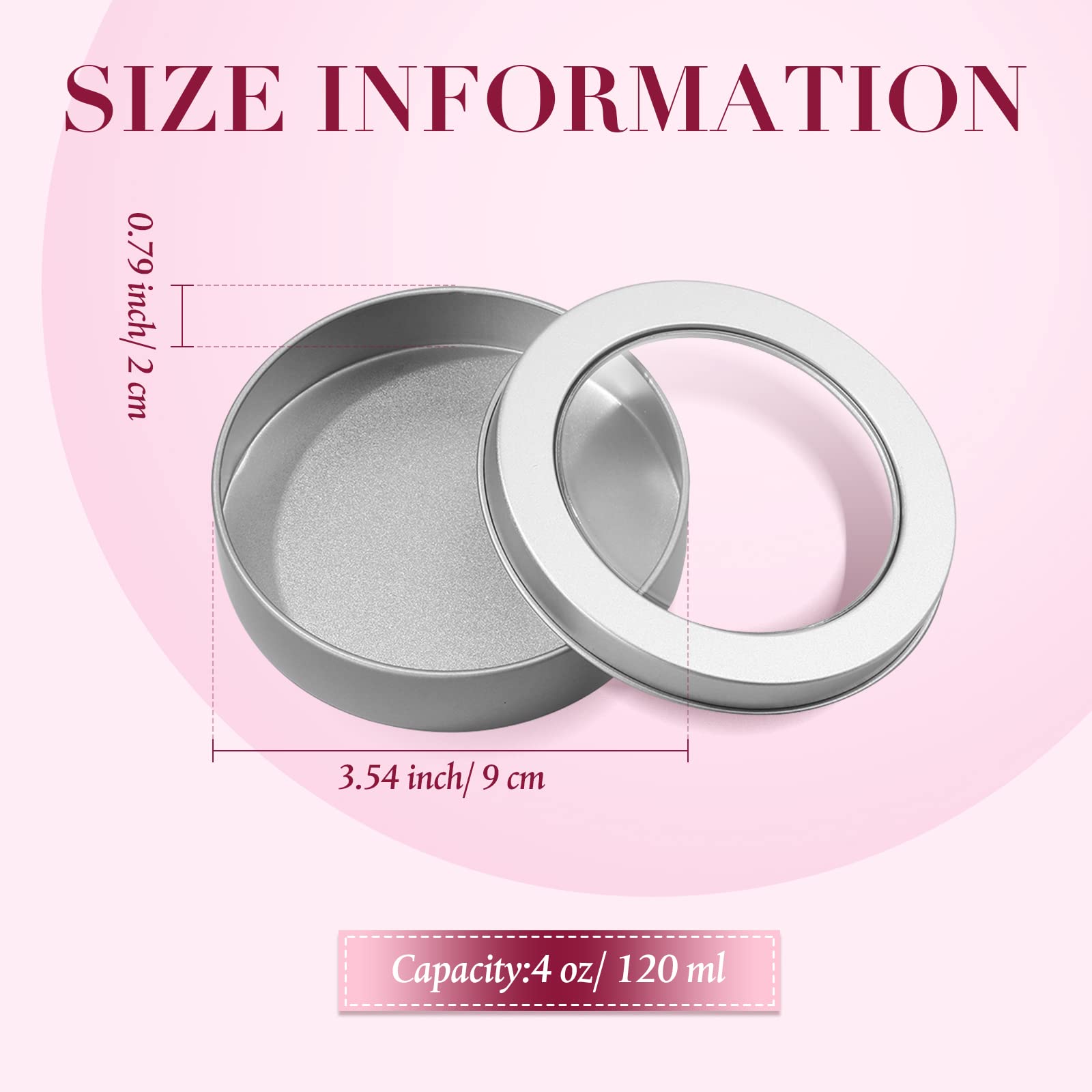 TecUnite 100 Pcs 4 oz Metal Tin Cans Small Round Tin Container Cans with Clear Lid Spice for Kitchen Office Home Candle Storage Cosmetic Sample Travel Salve Cream