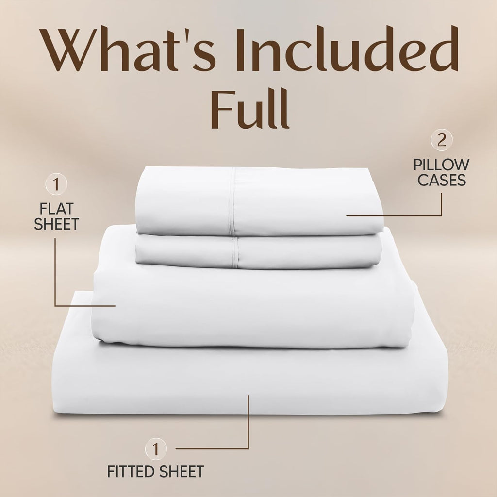 Utopia Bedding Full Size Sheet Set - Soft, Breathable Microfiber | 4-Piece White Bed Sheets Set