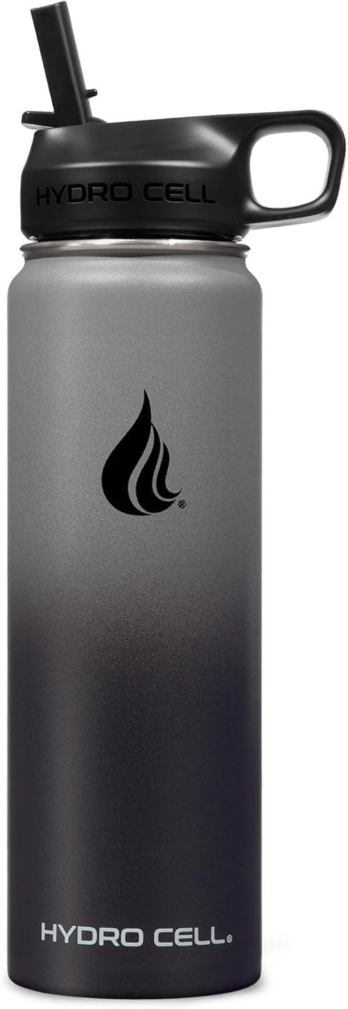 HYDRO CELL Stainless Steel Insulated Water Bottle - Versatile Metal Flask for Hot & Cold Drinks | 24oz Graphite/Black