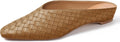 Woven Mules for Women Slip on Comfortabke Metallic Slides Ladies Trendy Square Toe Hidden Wedge Mules