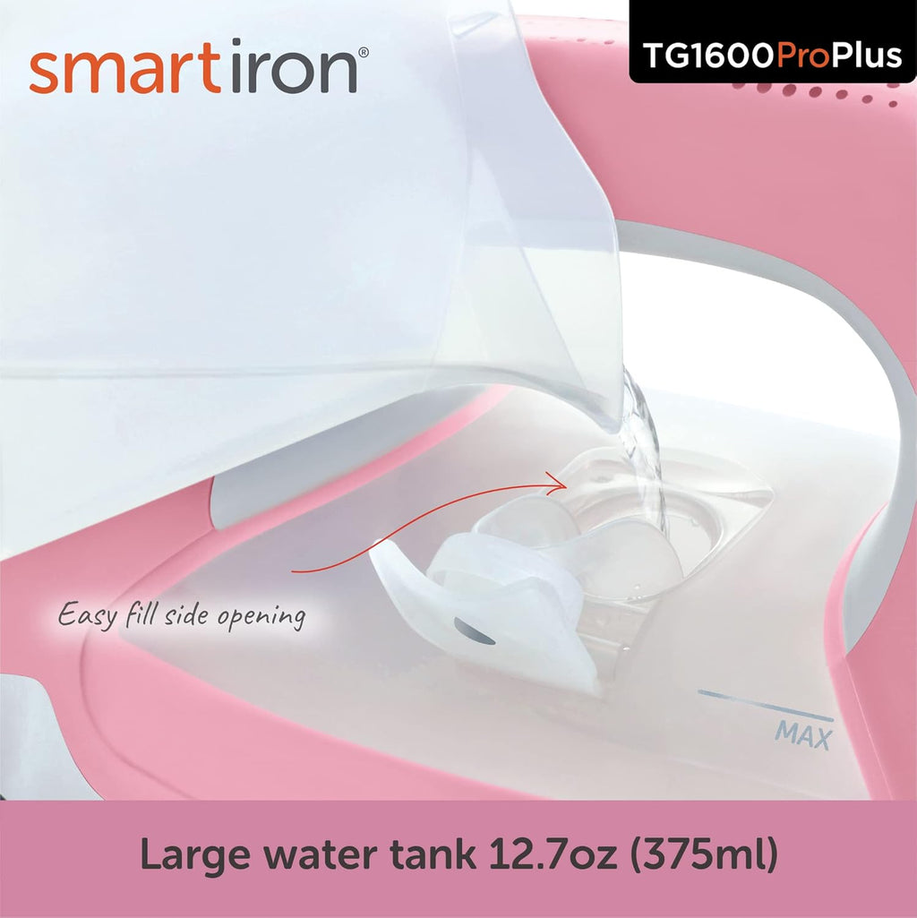 Oliso TG1600 ProPlus Smart Iron - 1800 Watt Steam Iron with Auto-Lift & Diamond Ceramic-Flow Soleplate | Rosé