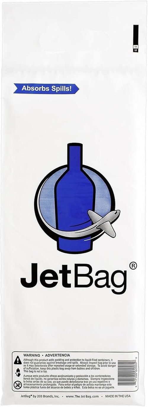 JetBag Bold - Wine Bags for Travel, 3 Pack Reusable Wine Bottle Travel Protector Bags - The Original Absorbent Wine Travel Bag for Suitcase & Airplane, Leak Proof Wine Sleeves for Travel, Made in USA