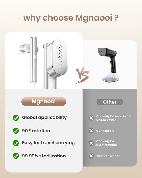 Travel Steamer for Clothes,100-240V Portable Garment Steamer, Steamer＆Iron 2 In 1, 30s Fast Heat-up,120ml Water Tank,Large Ceramic Heat Panel,Handheld Steamer for Global ＆ Europe Traveling,Silver