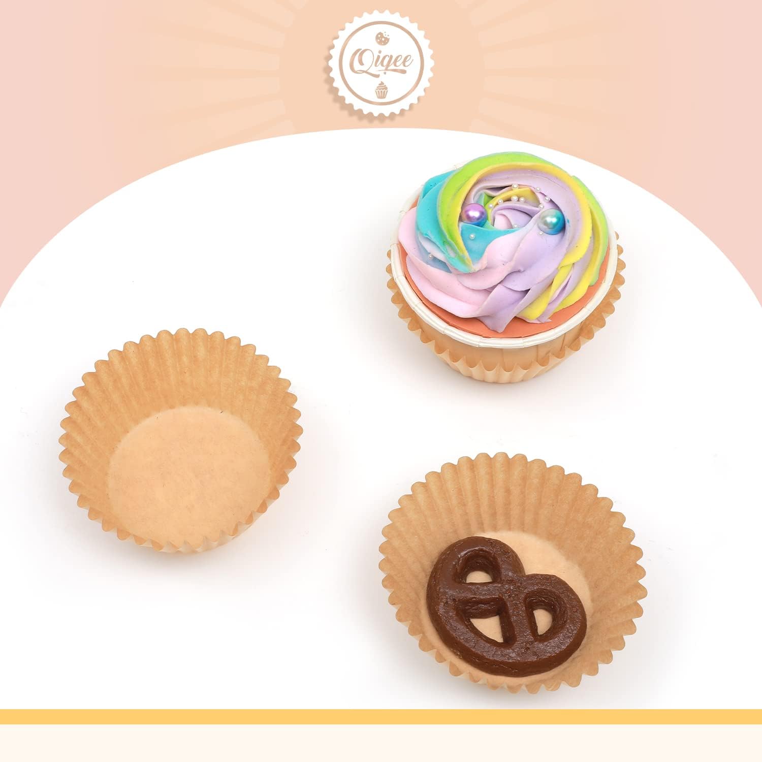Qiqee 1000 Count Mini Cupcake Liners - Natural Food Grade Baking Cups | No Smell, Small Size