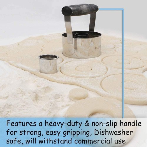 HULISEN Donut Cutter - 3.5 Inch Stainless Steel Doughnut Cutter with Soft Grip Handle | Professional Baking Tool