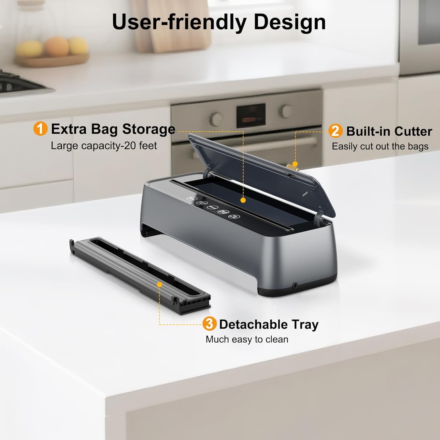 Vacuum Sealer Machine by [Brand Name] - 85Kpa Powerful Food Preservation with Built-In Cutter & Self-Cleaning Mode