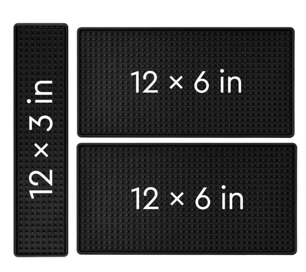 WANGCHAO Bar Mat Set - 8mm Thick Anti-Skid Non-Toxic Rubber Bar Mat for Home Bar, Countertop, Restaurants, Coffee Bar Mat - Premium Rubber Bar Service Spill Mat (3 pack) (2PCS12 "x 6" +12 "x 3")