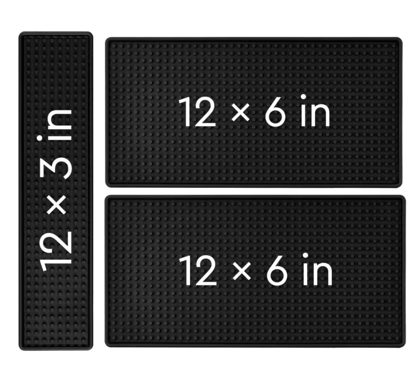 WANGCHAO Bar Mat Set - 8mm Thick Anti-Skid Non-Toxic Rubber Bar Mat for Home Bar, Countertop, Restaurants, Coffee Bar Mat - Premium Rubber Bar Service Spill Mat (3 pack) (2PCS12 "x 6" +12 "x 3")