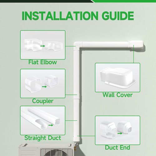 Cestluck 4 Inch Mini Split Line Set Cover 11 Ft, PVC & PP Line Cover Set Universal for Mini Split AC & Central AC, Line Set Cover for Heat Pump System