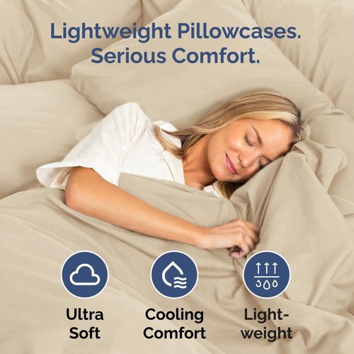 King Standard Pillow Cases - Ultra-Soft Hotel Quality Covers | Wrinkle Resistant & Machine Washable - 2 Piece Set in Cream