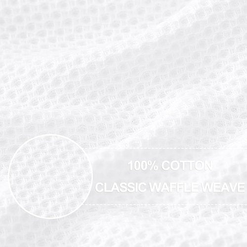 Homaxy Kitchen Dish Towels - 100% Cotton Waffle Weave, Ultra Soft & Absorbent, 13 x 28 Inches, 6-Pack | White