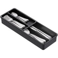 Lifewit Compact Silverware Organizer for Kitchen Drawer, Narrow Flatware Tray Holder, Plastic Cutlery Spoons, Forks and Knives Storage, Black, 1 Pack
