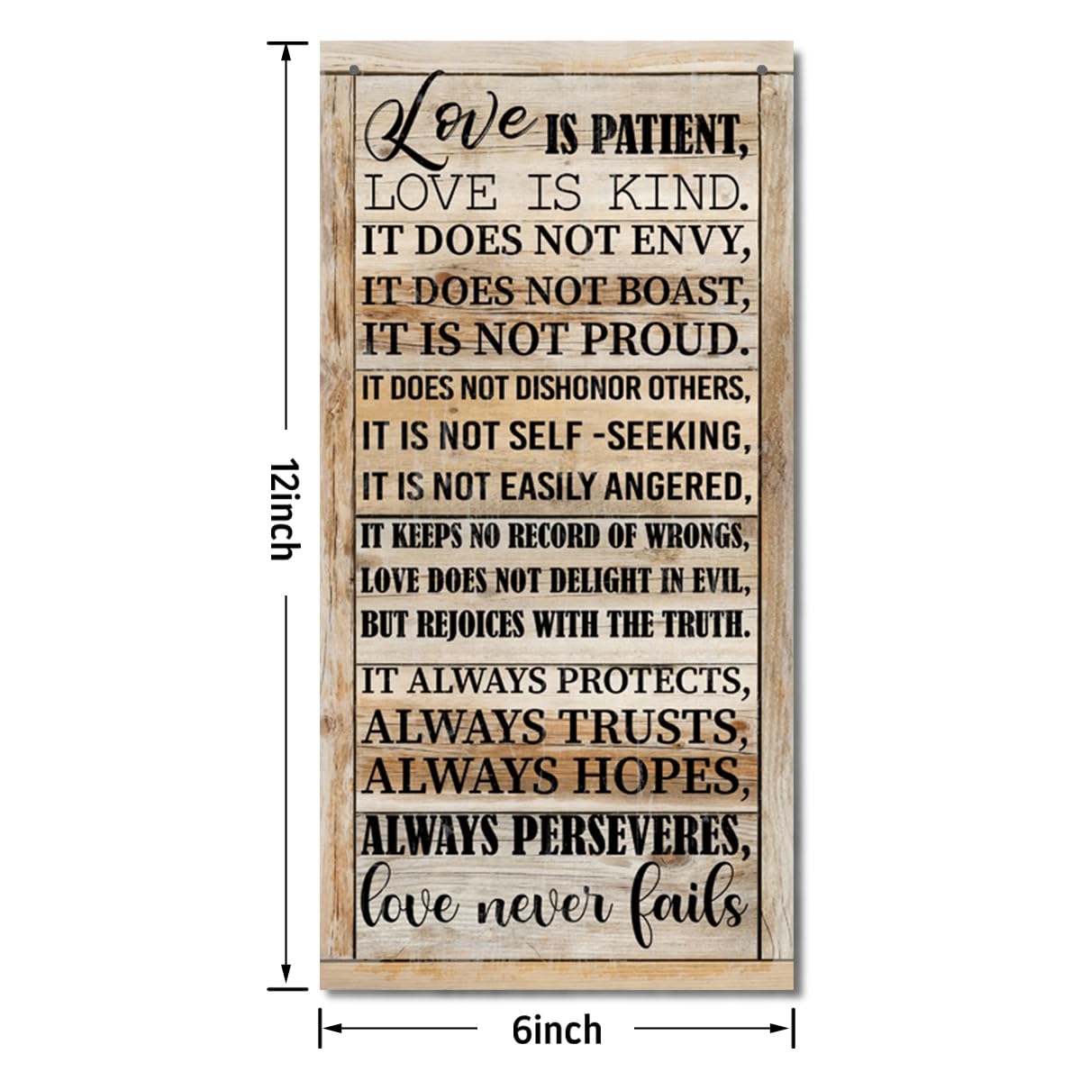 1 Corinthians 13:4-8 Inspirational Hanging Wood Decor Sign, Printed Wood Sign, Love is Patient, Love is Kind Quote, Hanging Bible Verses Woods Wall Signs, Rustic Home Decor Signs, Christian Gift E1