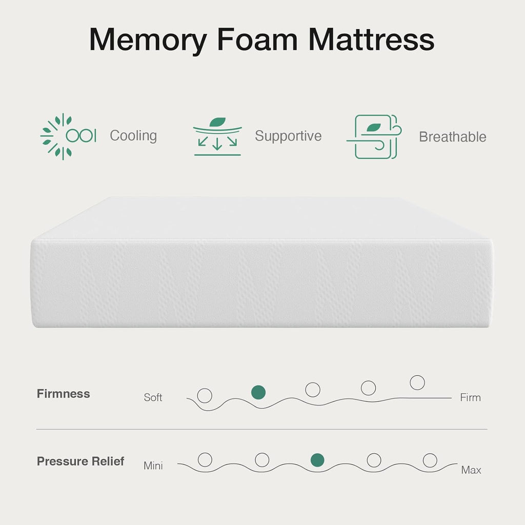 Novilla 14-Inch Twin Memory Foam Mattress - Cooling Gel for Pressure Relief | CertiPUR-US Certified