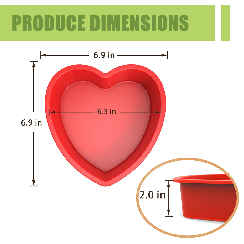 SILIVO 6 Inch Heart Cake Pans (4 Pack) - Nonstick Silicone Heart Shaped Cake Pans for Brownies and Cakes