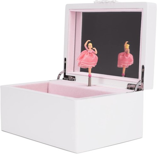 Cottage Garden Musical Jewelry Box - Ballerina White & Gold Tone | 7-Inch Plays Dance of The Sugar Plum Fairy