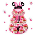 Pink Mouse 3-Tier Cupcake Stand Party Favors Dessert Tower Cupcake Holder for Wedding Birthday Baby Shower Party Decorations