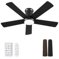 Autoday 42 Inch Ceiling Fans with Lights and Remote - Black Ceiling Fan with Light Low Profile, Flush Mount Indoor Outdoor Ceiling Fans for Patios Bedroom, 6 Speeds Reversible Quiet DC, 3CCT Dimmable
