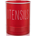 Bivvclaz Kitchen Utensil Holder - 6.7" Utensil Holder for Kitchen Counter - Cooking Utensil Crock with Cork Bottom - Red Decor and Accessories - Countertop Utensil Storage Caddy Organizer