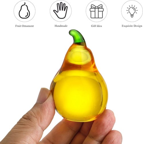 Crystal Pear Figurines | Elegant Glass Collectibles for Office Decor - Perfect Tabletop Centerpiece