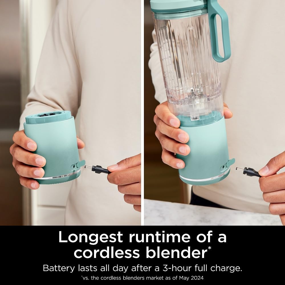 Ninja BC251MT Blast Max Cordless Blender - Smoothies & Ice Crush, 22 oz. Sea Glass | Certified Refurbished