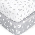 Crib Sheets for Boys & Girls - Soft Fitted Sheets for Standard Crib & Toddler Mattresses | Grey & White 2-Pack