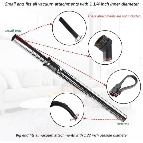 Huiaway 1 1/4 inch 32mm Chrome Telescopic Hose Metal Vacuum Wand Hose Vacuum 1.25inch Extension Wand Extends to 31.9 Inch Long for Most Brand Vacuum