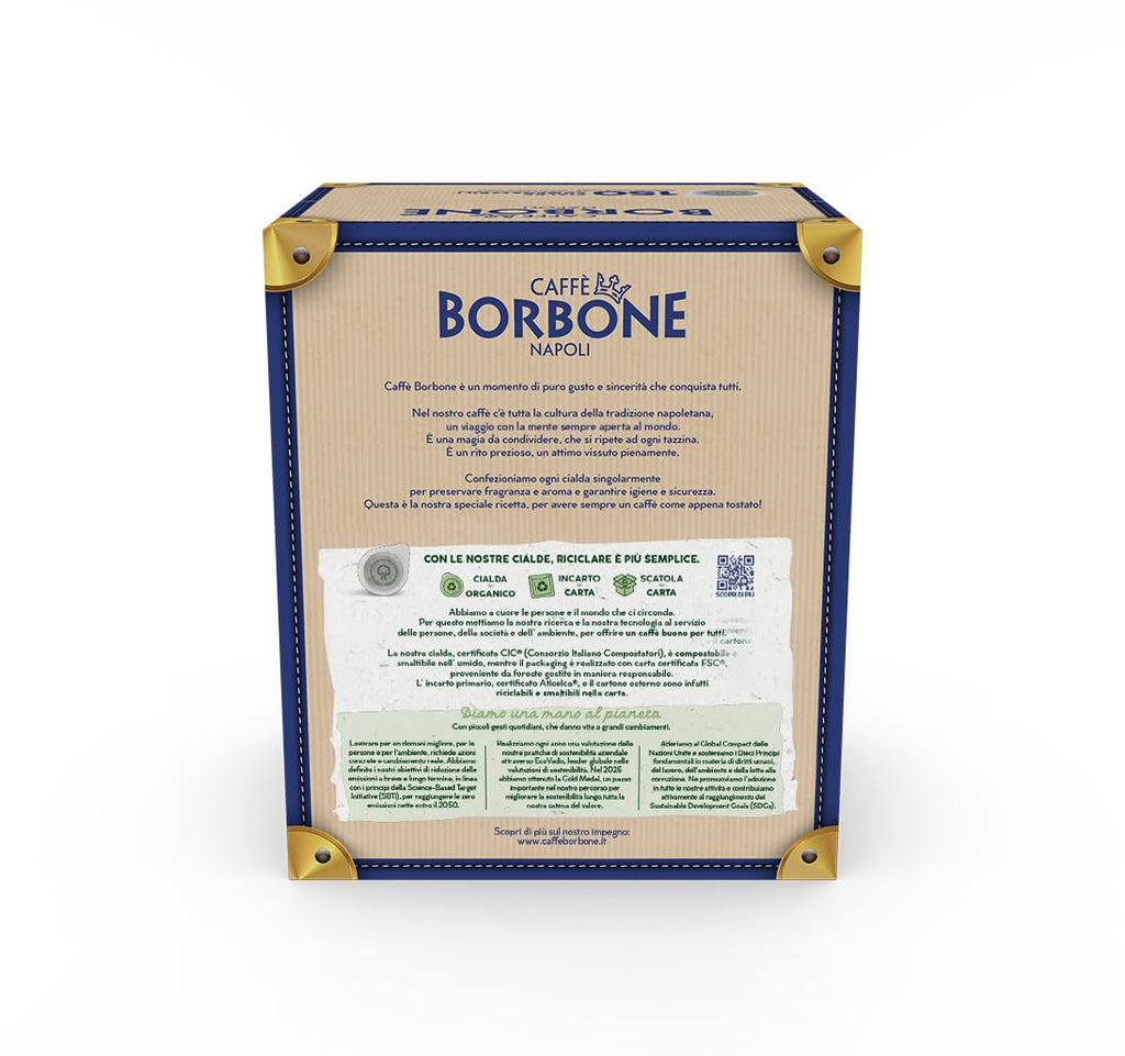 Caffè Borbone Espresso Pods, Miscela Blu, Blue Blend, Dark Roast ESE Pods - 150 Count